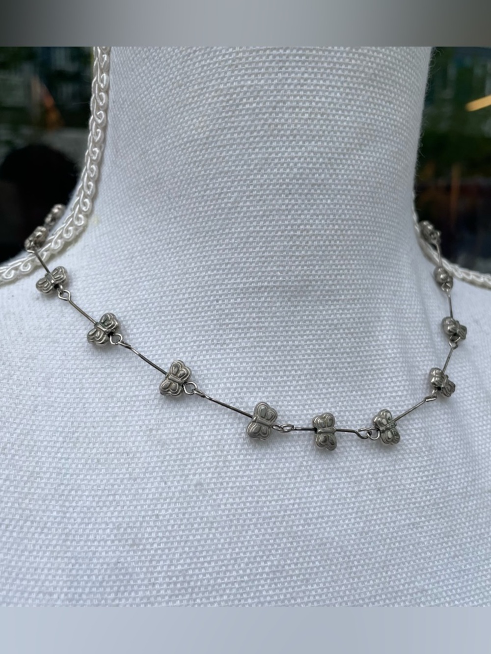 Vintage 90s Silver Butterfly Necklace Choker